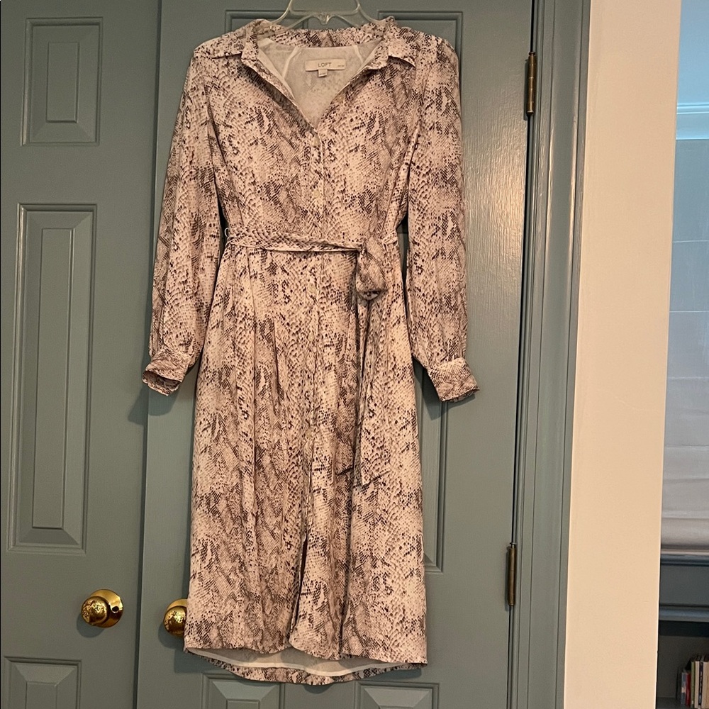 LOFT Snakeskin Print Midi Dress